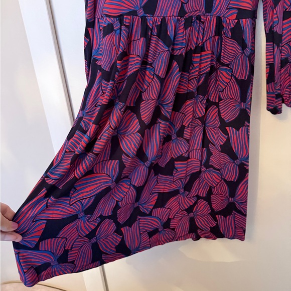 🎀 Boden Jersey Striped Bow Print US 14 Women’s dress w/ POCKETS - Picture 4 of 13